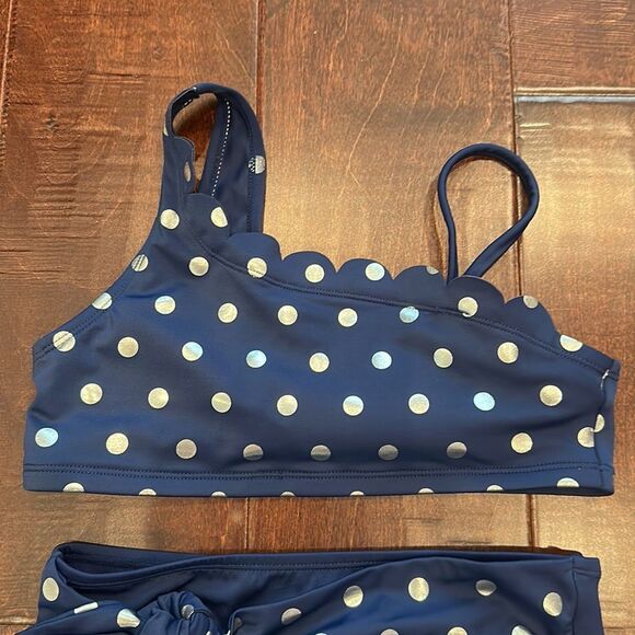 Foil dot scalloped one shoulder bikini - Picture 7 of 14